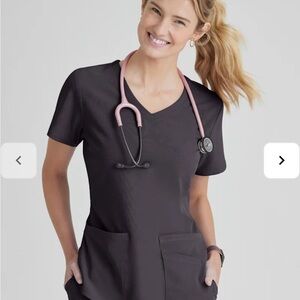 Beyond Scrubs Women's Gray V-Neck Scrub Top